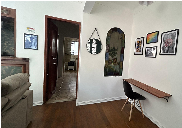 Bed in mixed room with balcony near Ibirapuera